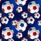 Soccer Balls Navy Anti-Pill Premium Fleece Fabric | By The Yard